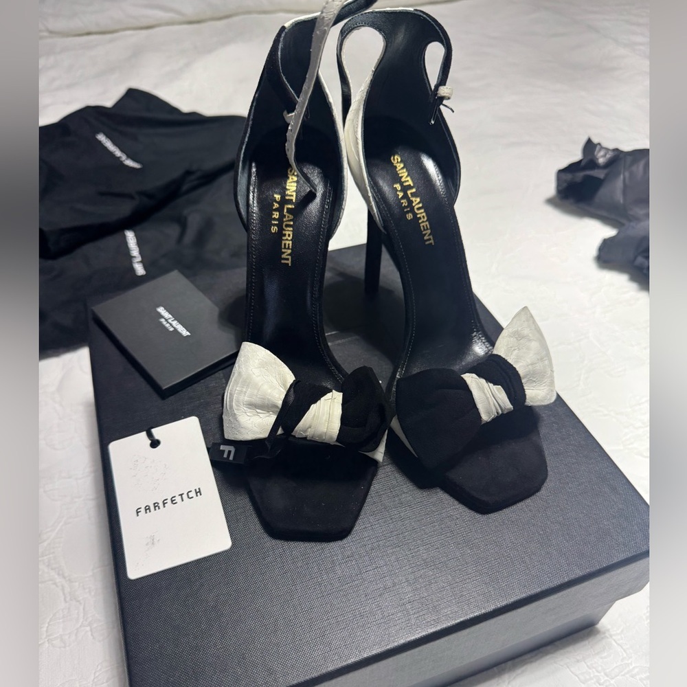 Saint Laurent Amber Bow Sandals. Brand New. Size 37.5